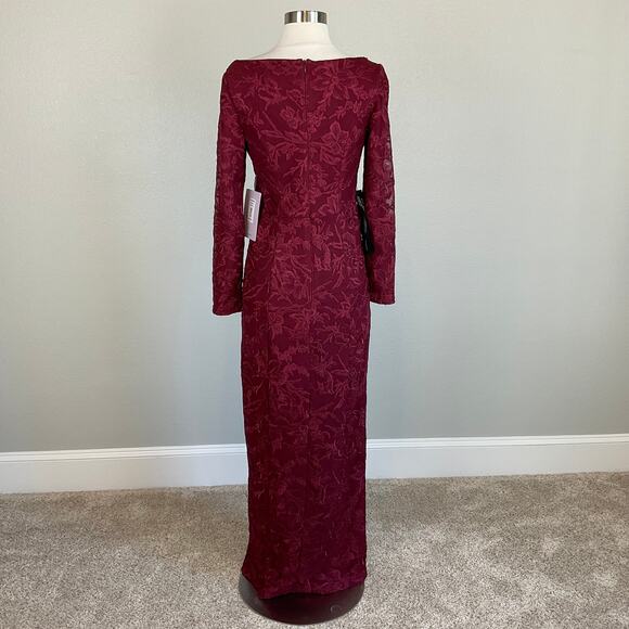 JS Collections Women's Formal Dress Size 4 Red Lace Long Sleeve Evening Gown - Picture 4 of 11